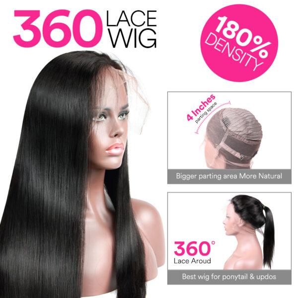 Straight 360 Lace Front Wig 180 Density - Image 3